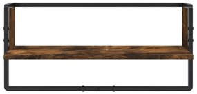 4 részes füstölt tölgy színű szerelt fa fali polc szett rúddal