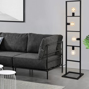 [lux.pro] Állólámpa Plauen nappali megvilágítás lámpa design 4 foglalat 142.5 x 31 cm fekete