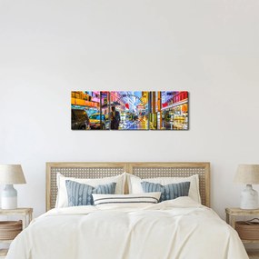 Kép - Város neonfényben (órával) (90x30 cm)