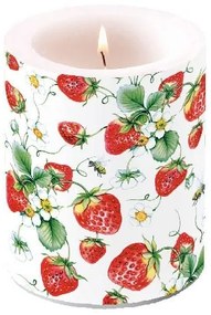 Strawberries All Over white átvilágítós gyertya 12x10cm