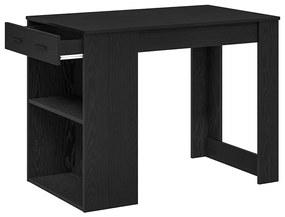íróasztal fiókkal polccal fekete tölgy 102x62x77,5cm gépelt fa