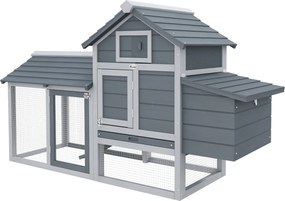 PawHut Törpe Tyúkól Törpe Tyúk Ház Fészekdobozzal Törpe Tyúk Tenyésztő Sátor Kültéri Futtató Tyúkól Lépcsővel Szürke 150,5 x 54 x 87 cm | Aosom