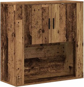 vidaXL Fali Szekrény polcokkal ajtóval Öreg fa 80 x 33 x 80 cm Faanyag