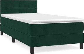 vidaXL sötétzöld bársony rugós ágy matraccal 100 x 200 cm