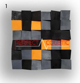Art nagy kockás akusztikai diffúzorok 60x60x6cm- 2 színben - 04 - narancssárga/fekete , 1db 70x70x10cm Egybecsomagolva, szállítással