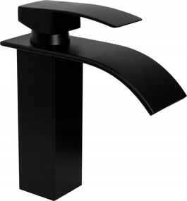 Fürdőszobai Csaptelep Mosdóhoz Fekete Alacsony Lépcsőzetes Vízesés Elva