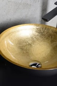 MURANO BLACK-GOLD üvegmosdó 40x14cm, arany/fekete (AL5318-77)