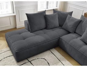 Sötétszürke zsenília sarokkanapé (bal oldali-L alakú) Whesley – Bobochic Paris
