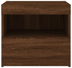 2 db barna tölgy színű éjjeliszekrény LED-ekkel 50x40x45 cm