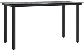 9 részes fekete polyrattan kerti étkezőgarnitúra párnákkal