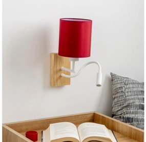 Brilagi-LED Fali lámpa NUBILA WOOD 1xE27/25W/230V+LED/3W tölgy/Pompeiai piros BG1565+BG1579