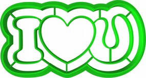 Prémium Mézeskalács lyukasztó keksz Valentin Nap Szív I Love You 8cm