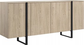 Verica komód 200 cm négyajtós - biszkvit tölgy / fekete lábak