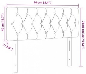 sötétszürke bársony LED-es fejtámla 90 x 7 x 78/88 cm