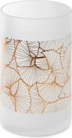 Váza 15x25 fehér arany ginkgo levél művészi üvegből