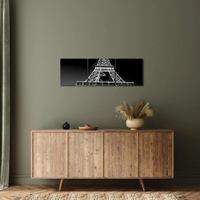 Kép - Eiffel-torony, fekete-fehér (órával) (90x30 cm)
