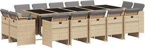 vidaXL 15 részes vegyes bézs polyrattan kerti étkezőgarnitúra párnával