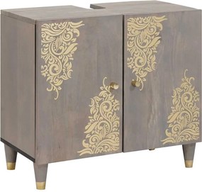 vidaXL Mosdókagyló szekrény Szürke 62 x 33 x 58 cm Tömör Mangófát