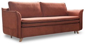 Téglavörös bársony kinyitható kanapé 225 cm Charming Charlie – Miuform