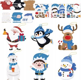 Dekorációs medál matricák karácsonyra hóember pingvin Diy 30 db