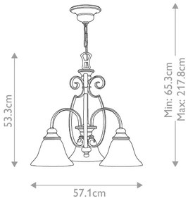 Hinkley HK-CELLO3 - Csillár láncon CELLO 3xE27/60W/230V