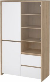 Vitrin, hickory tölgy/extra magasfényű fehér, NEXT 50317