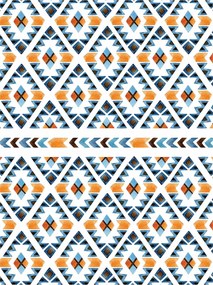 Fotótapéta Azték Narancs-Kék Geometria Etno dekor 206x275 +ragasztó