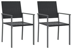 2 db fekete polyrattan kerti szék 54 x 62,5 x 89 cm