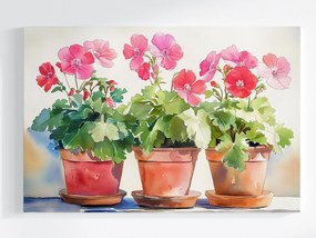 Vászonkép Canvas Virágtartó Dekoráció Virágok Muskátli 60x40