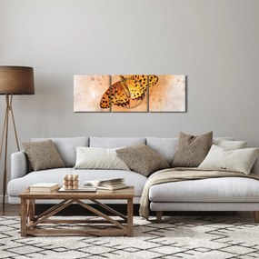 Kép - narancssárga pillangó, akvarell (órával) (90x30 cm)