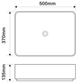 Erga Madalyn, asztali mosogató 500x370x135 mm, fehér fényes, ERG-V03-9674-WH