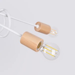 Sollux SL.1475 - Felületre szerelhető csillár EMBER 5xE27/15W/230V fehér/bézs/bükkfa