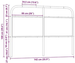 fejtámla sonoma tölgy 135 cm acél és műfa