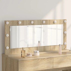 Toalett Tükör LED -es lámpákkal Sonoma tölgy 100 x 45 x 18 cm