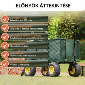 HECTOR szállítókocsi, max. 550 kg, 110x75x52 cm, zöld Gardebruk