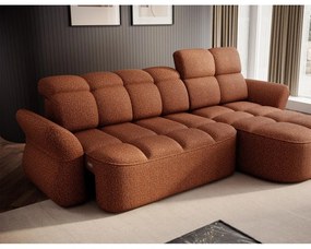 Terrakotta színű bársony kinyitható-tárolóhelyes sarokkanapé (jobb oldali-heverő résszel) Beneth – ELTAP