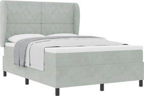 vidaXL Boxrugós ágy matracmal Világosszürke 200 x 140 cm Poliészter