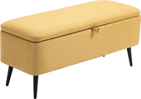 HOMCOM Tároló Pad, Kárpitozott Pad Tárolóval, Vászon Hatás, Ágy Pad Acél Lábakkal, Nappali, Előszoba, Hálószoba, Maximum 150 kg Teherbírás, 101 x 38.5