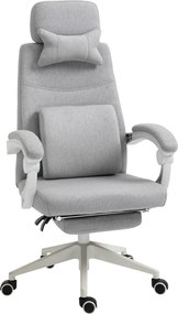Vinsetto Irodai Szék, Ergonomikus Íróasztali Szék Fejtámlával, Ágyéki Párnával, Magasságban Állítható Játék Szék Lábpihentetővel, Magas Hátú, Szürke 6