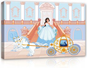 Vászonkép 60x40 Hercegnő hintó kastély fehér lovak varázslatos utazás öröm