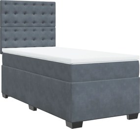 vidaXL sötétszürke bársony rugós ágy matraccal 90x190 cm