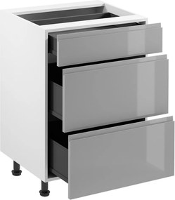 Alsószekrény, fehér/szürke extra magasfényű HG, AURORA D60S3