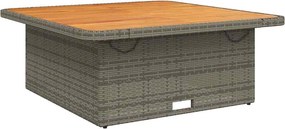 vidaXL szürke polyrattan és akácfa kerti asztal 110 x 110 x 71 cm
