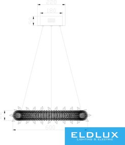 ELDLUX ELDAMARILL kristályüveg függeszték D600 80W CCT