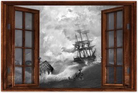 Poszterek 90x60 Vihar Tenger Hajó Tájkép