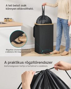 ECOVIA szelektív hulladékgyűjtő palackokhoz és dobozokhoz, 100l, fekete/bézs SongmicsHome