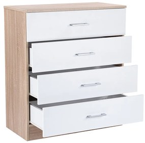 Miami komód 4 fiókos 80x92 cm fehér-sonoma tölgy
