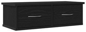 Falra szerelhető Fiókos Polc Fekete Tölgy 60x26x18,5cm Mérnöki Fa