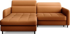 Sárga bársony kinyitható-tárolóhelyes sarokkanapé (bal oldali-heverő résszel) Gomsi – ELTAP