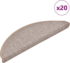 vidaXL 20 db világosbarna félkör alakú lépcsőszőnyeg 56 x 17 x 3 cm